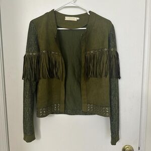 Olive Green Fringe Jacket